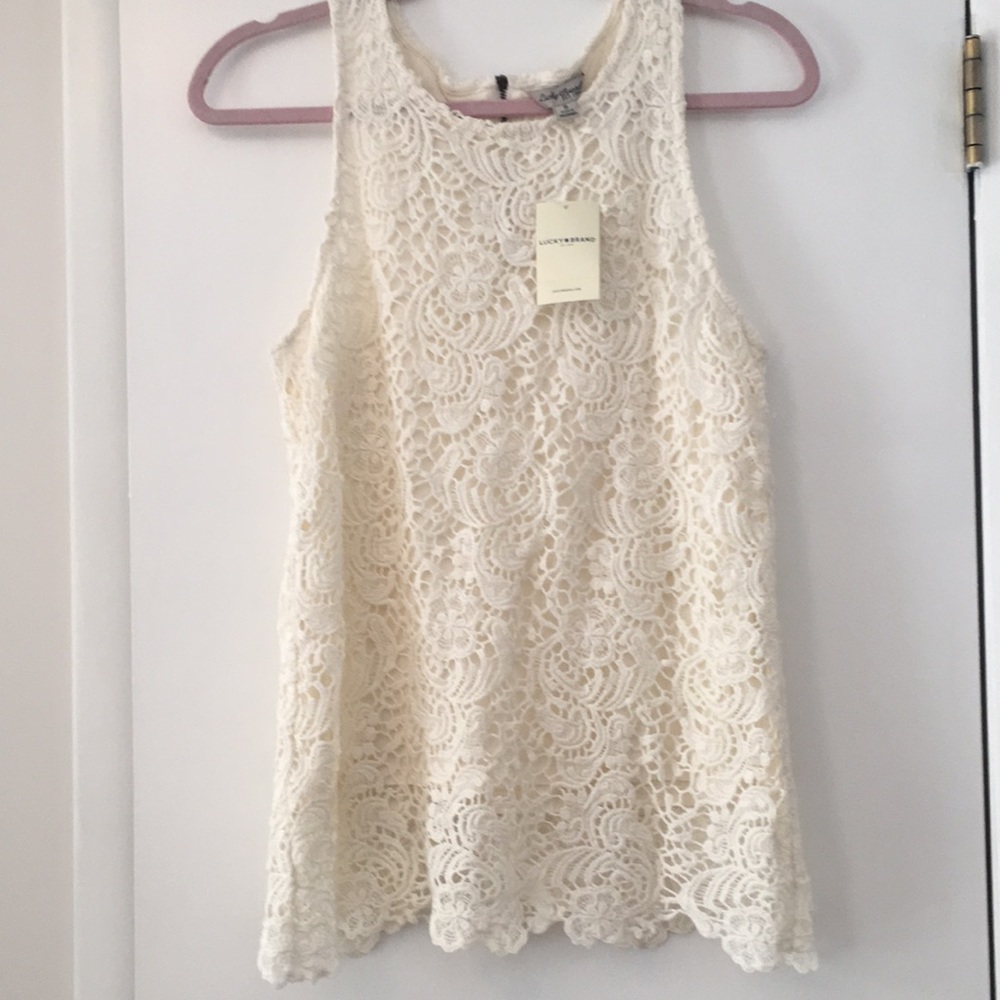 Lucky Brand crochet tank top.